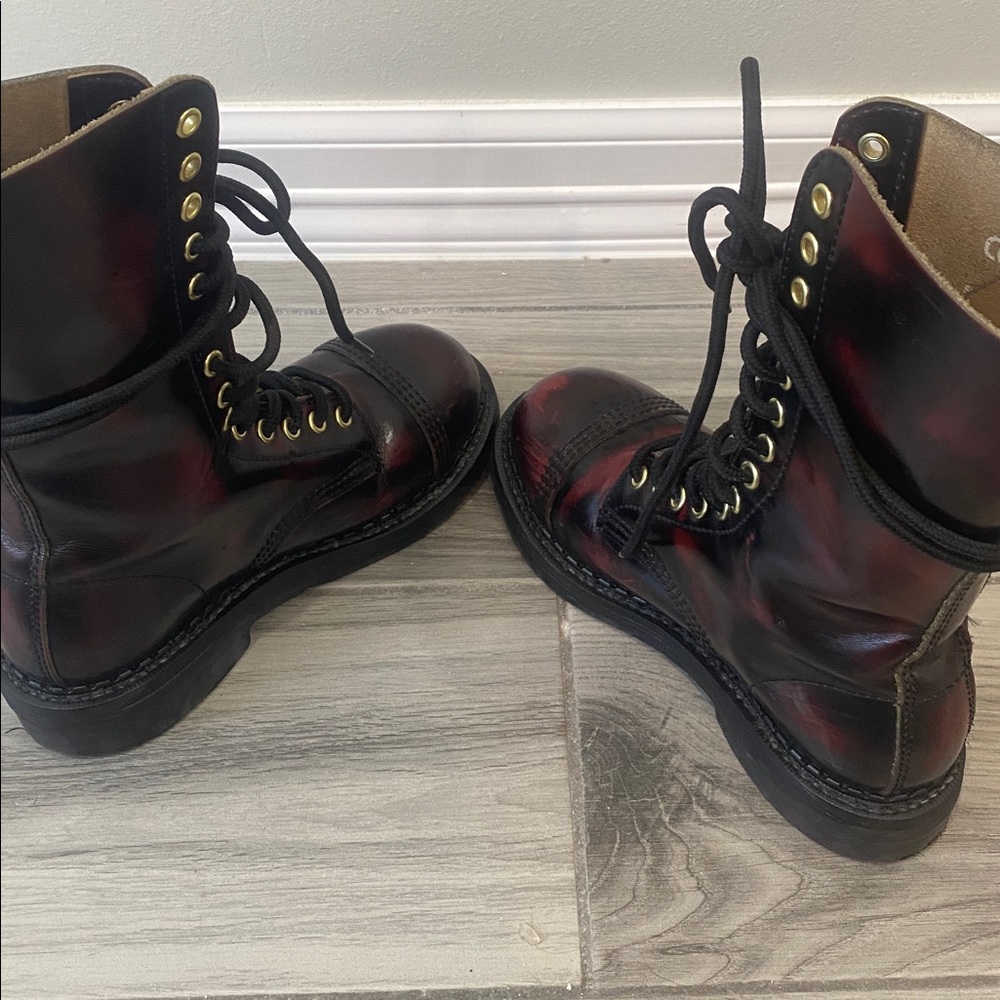 Dr. Martens they are * Grinders *Burgundy and Black Combat Boots - Picture 3 of 5